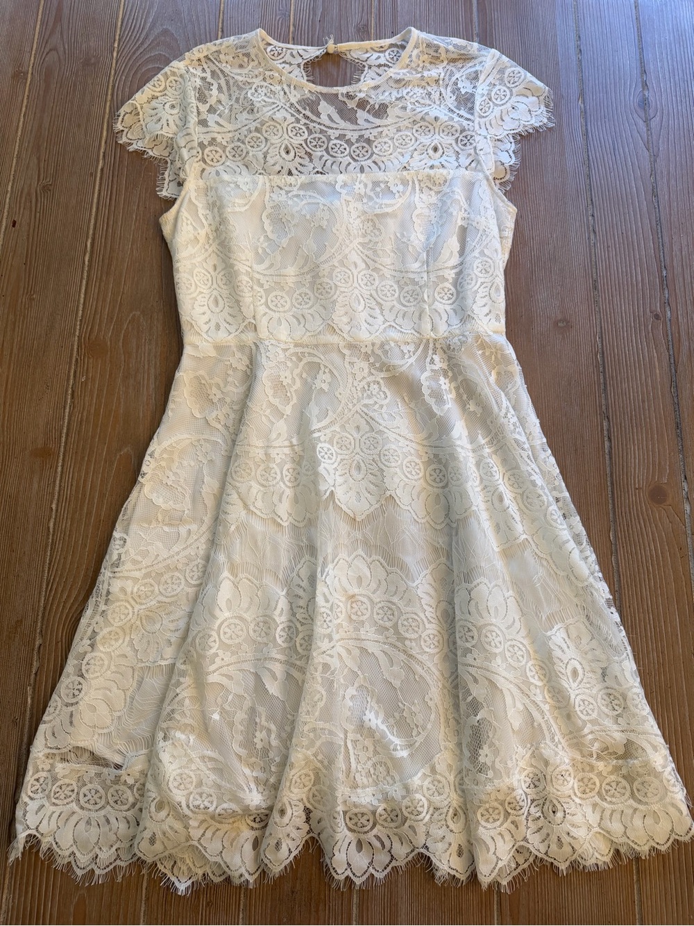 BB Dakota White Lace Fit-and-Flare Dress